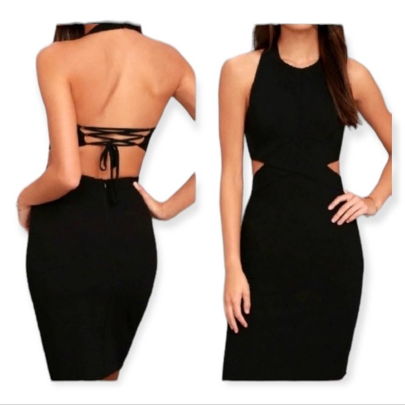Lulus Dresses & Skirts - Lulu's halter tie back dress in black Size M